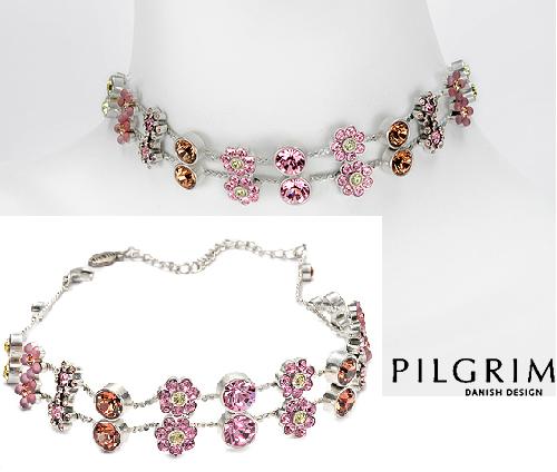 PILGRIM- PINKIE SMOKY CRYSTALS 2-ROW CHOKER
